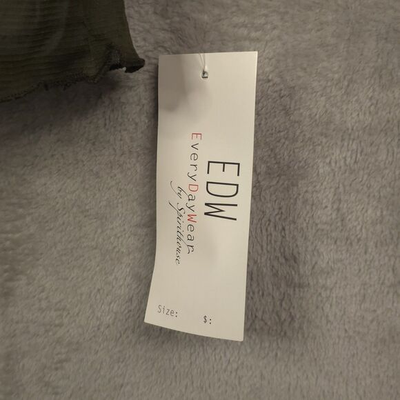 Vintage EDW Sheer Mesh Long Sleeve Top Size Medium Olive Green See Through Y2K - Picture 3 of 9